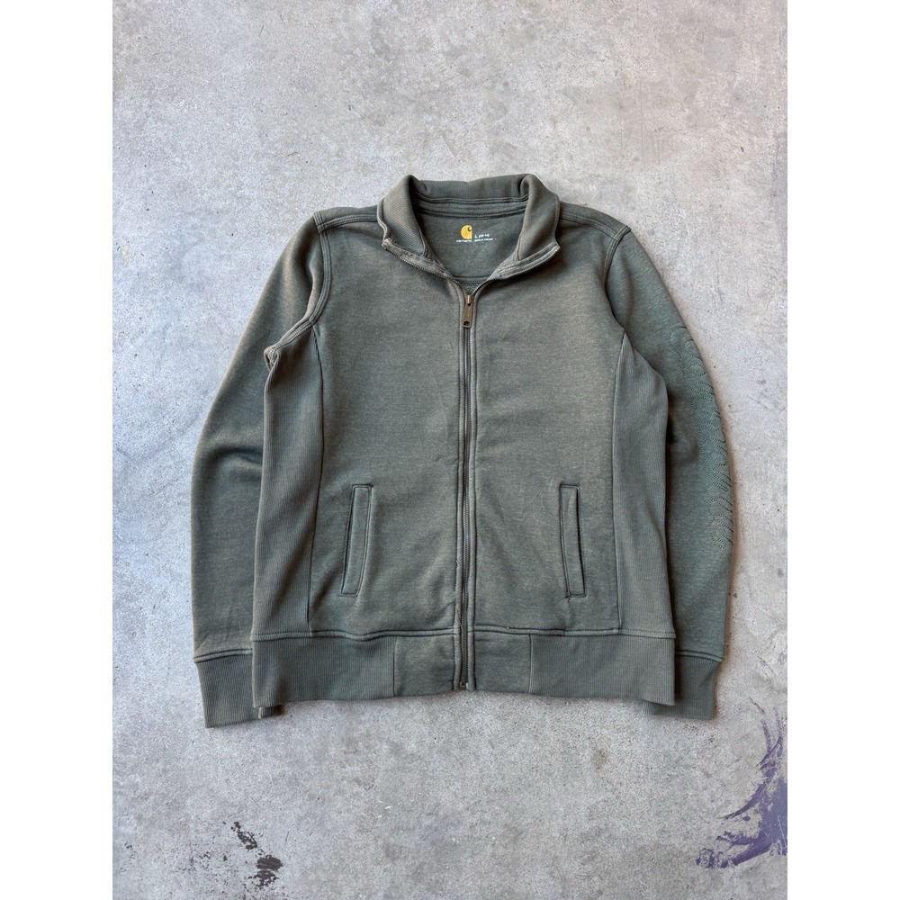 Carhartt Olive Moss Green Full Zip Up Jacket Heavyweight Cotton Women's L